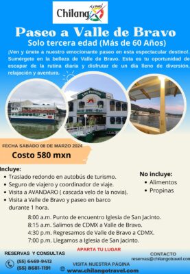 Paseo a Valle de bravo para la Tercera edad (+60)
